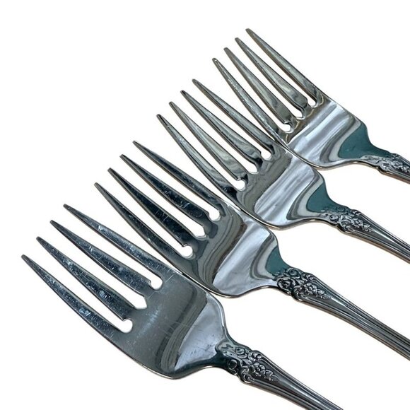Oneida Pembrooke Renoir SSS Stainless Flatware 4-Piece Salad Fork Set Vintage 6- - Picture 5 of 10